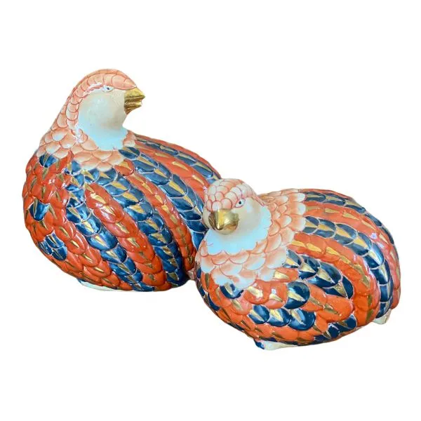 Pair of Rust, Blue and cream Quails