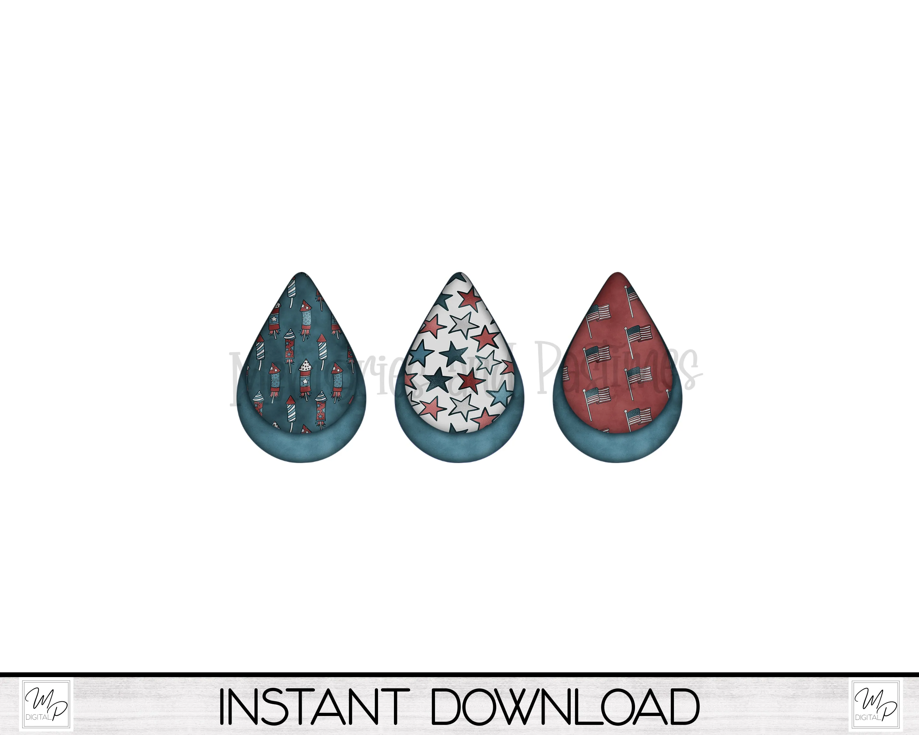 Patriotic Teardrop Earring Design Bundle for Sublimation, Digital Download