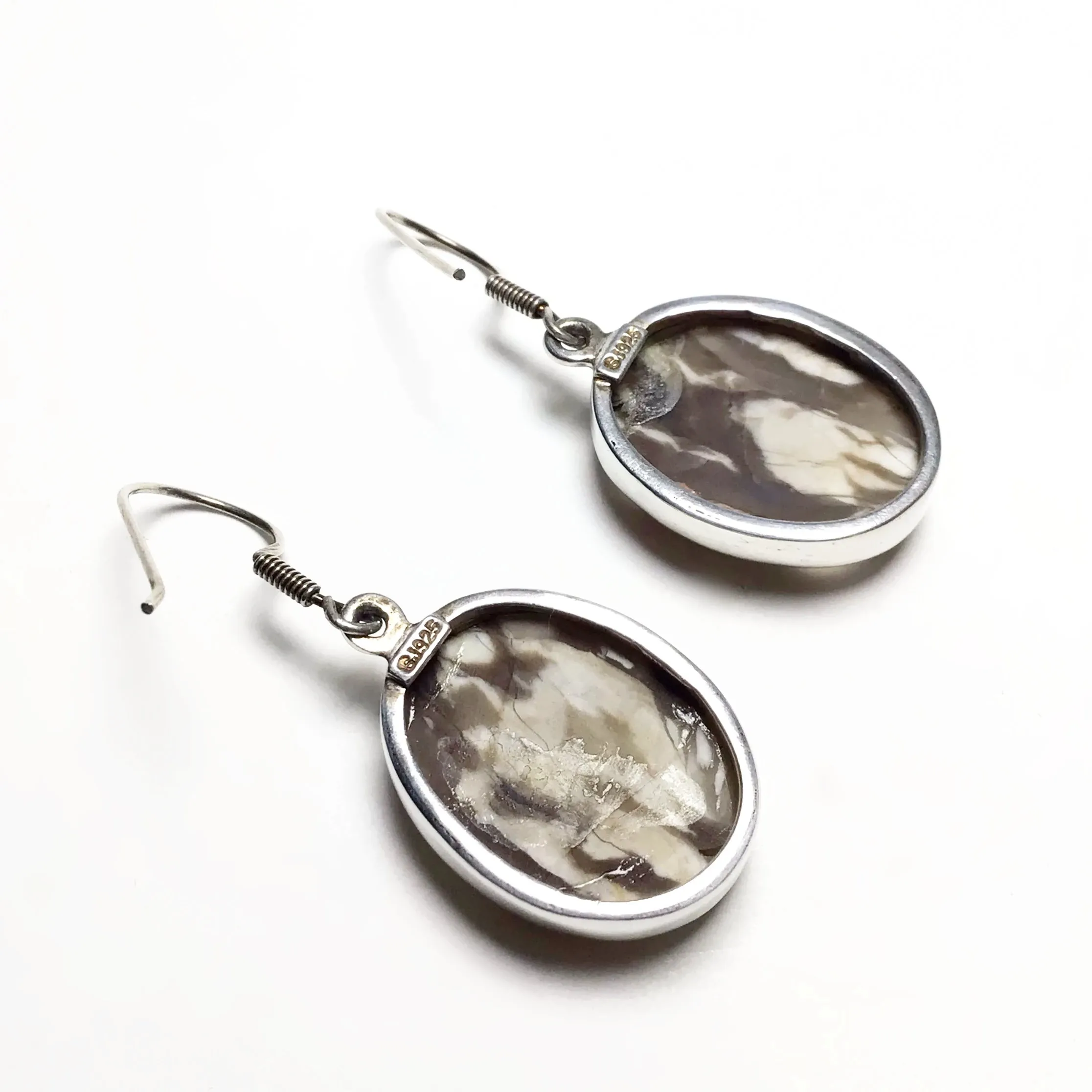 Petrified Peanut Wood Dangle Earring