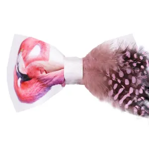 Pink Flamingo Bird Tail Feather Bow Tie