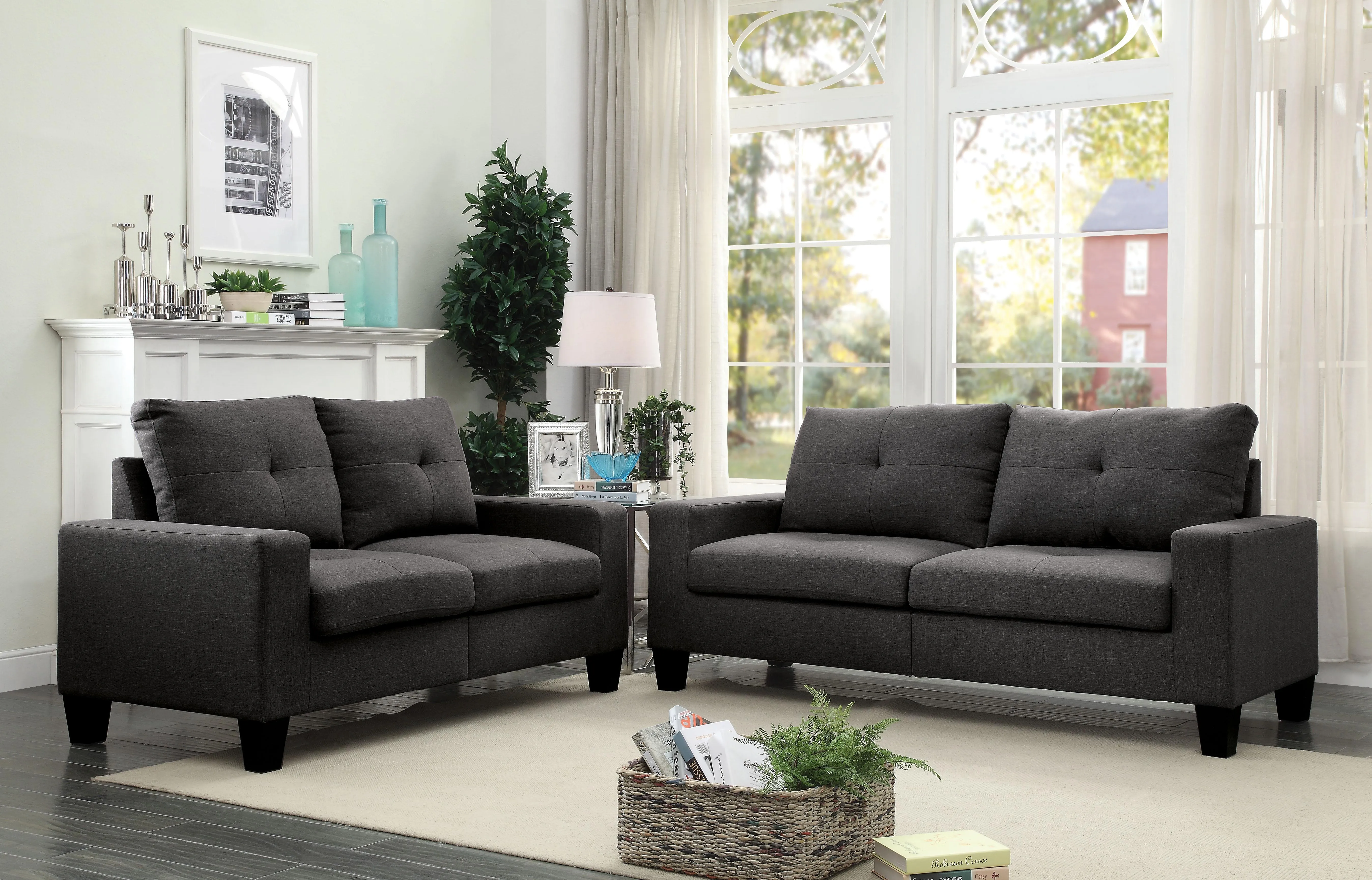 Platinum II Gray Linen Sofa & Loveseat