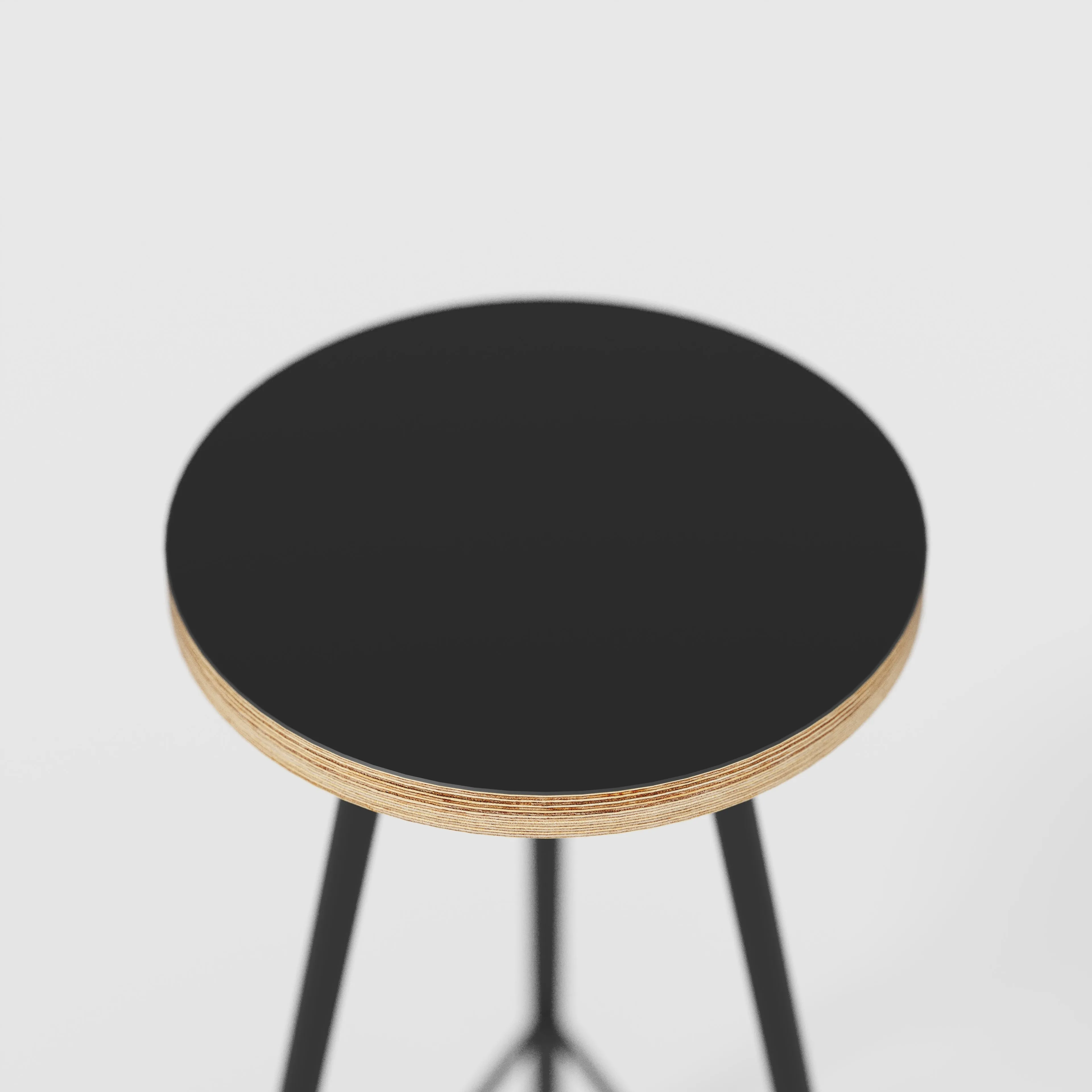 Plywood Bar Stool with Black Nord Base - Formica Diamond Black