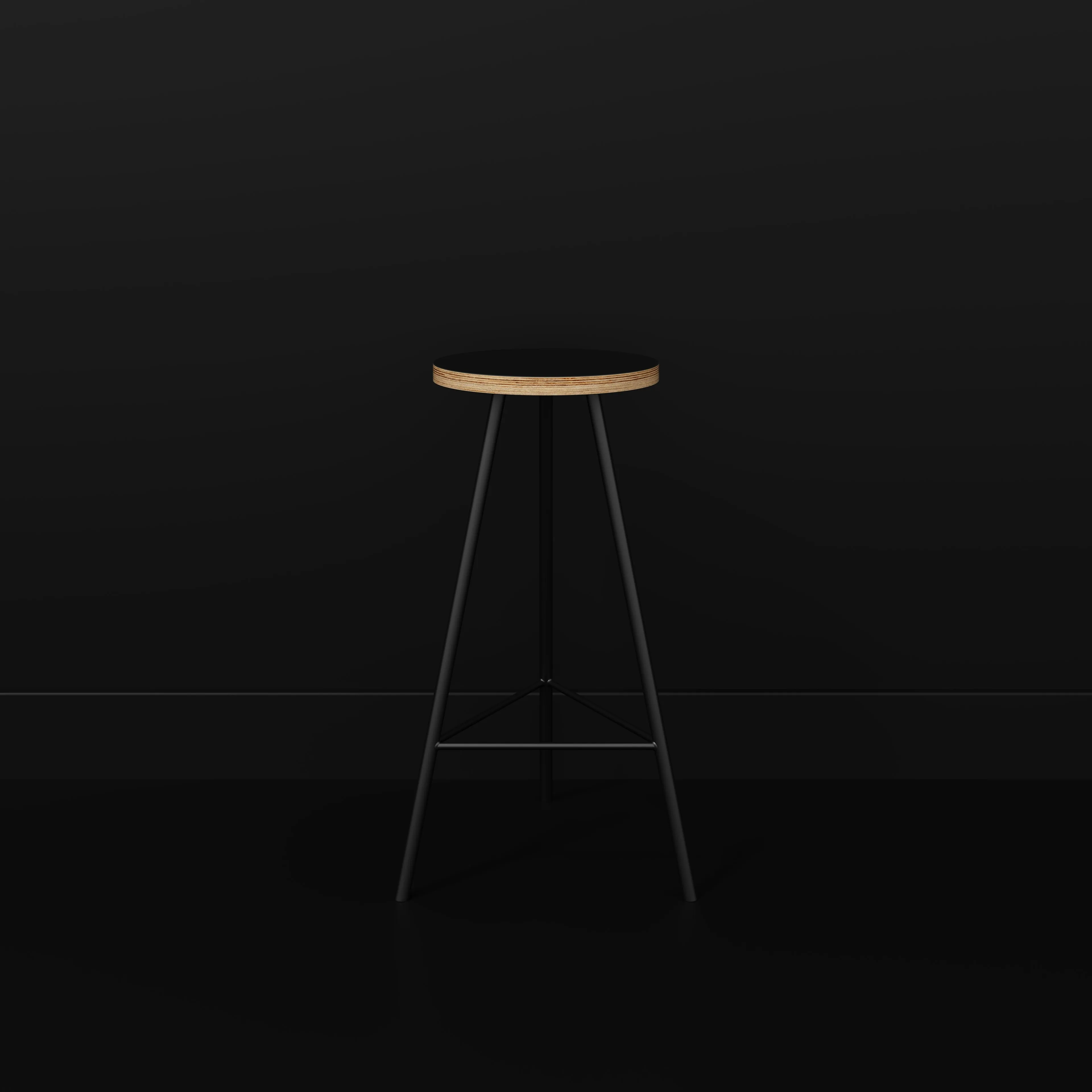 Plywood Bar Stool with Black Nord Base - Formica Diamond Black