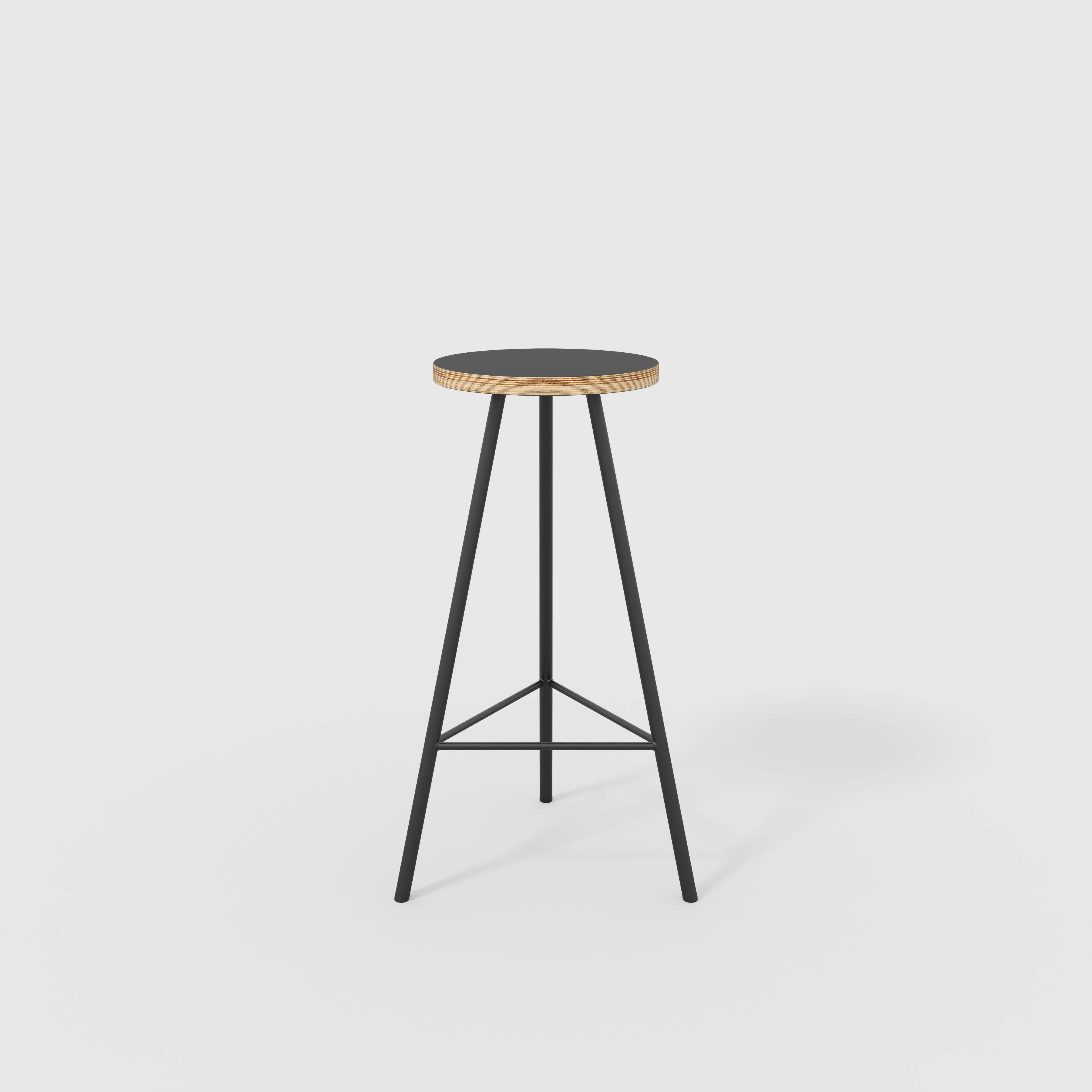 Plywood Bar Stool with Black Nord Base - Formica Diamond Black