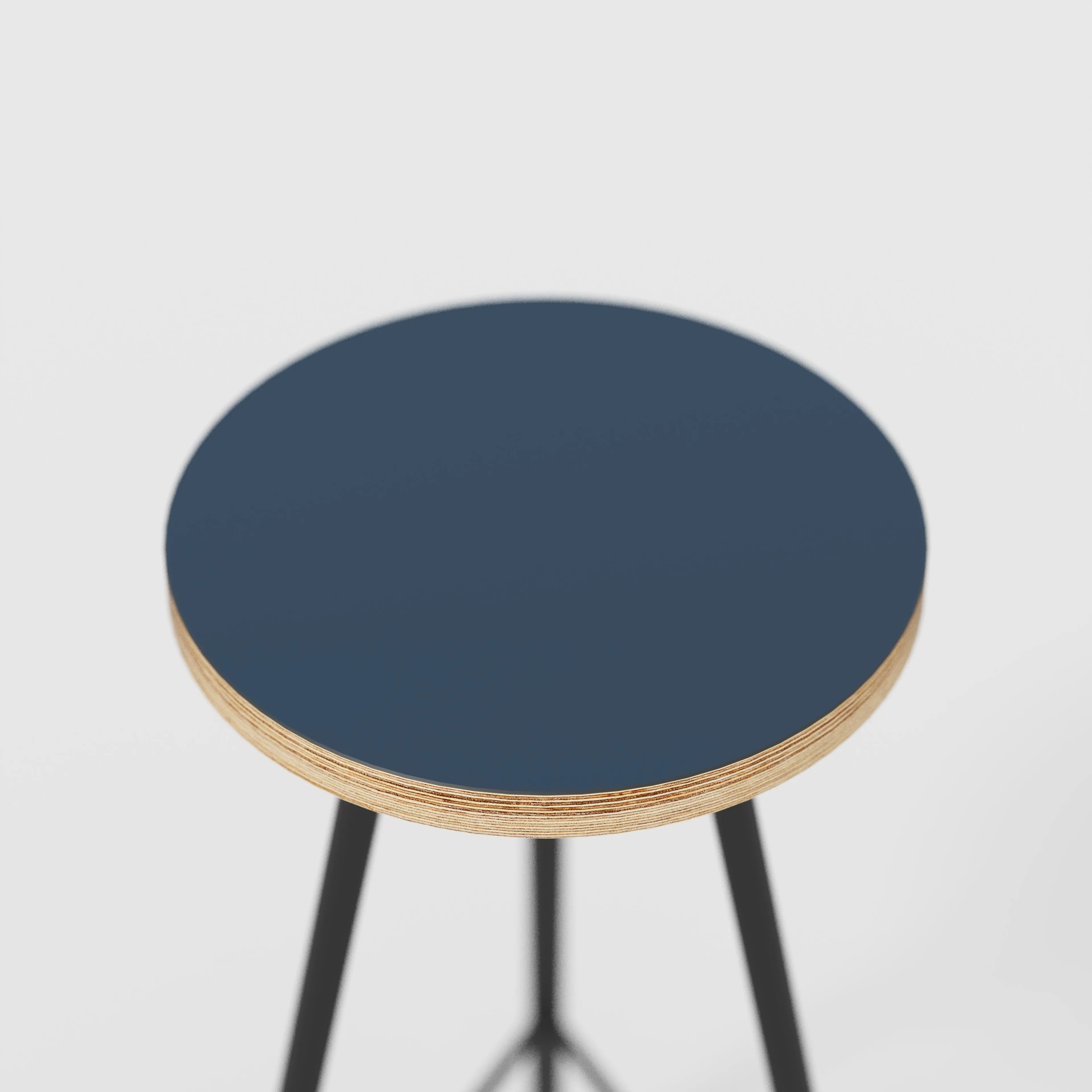 Plywood Bar Stool with Black Nord Base - Formica Night Sea Blue