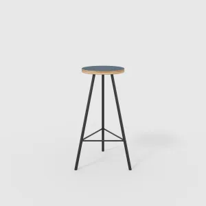 Plywood Bar Stool with Black Nord Base - Formica Night Sea Blue