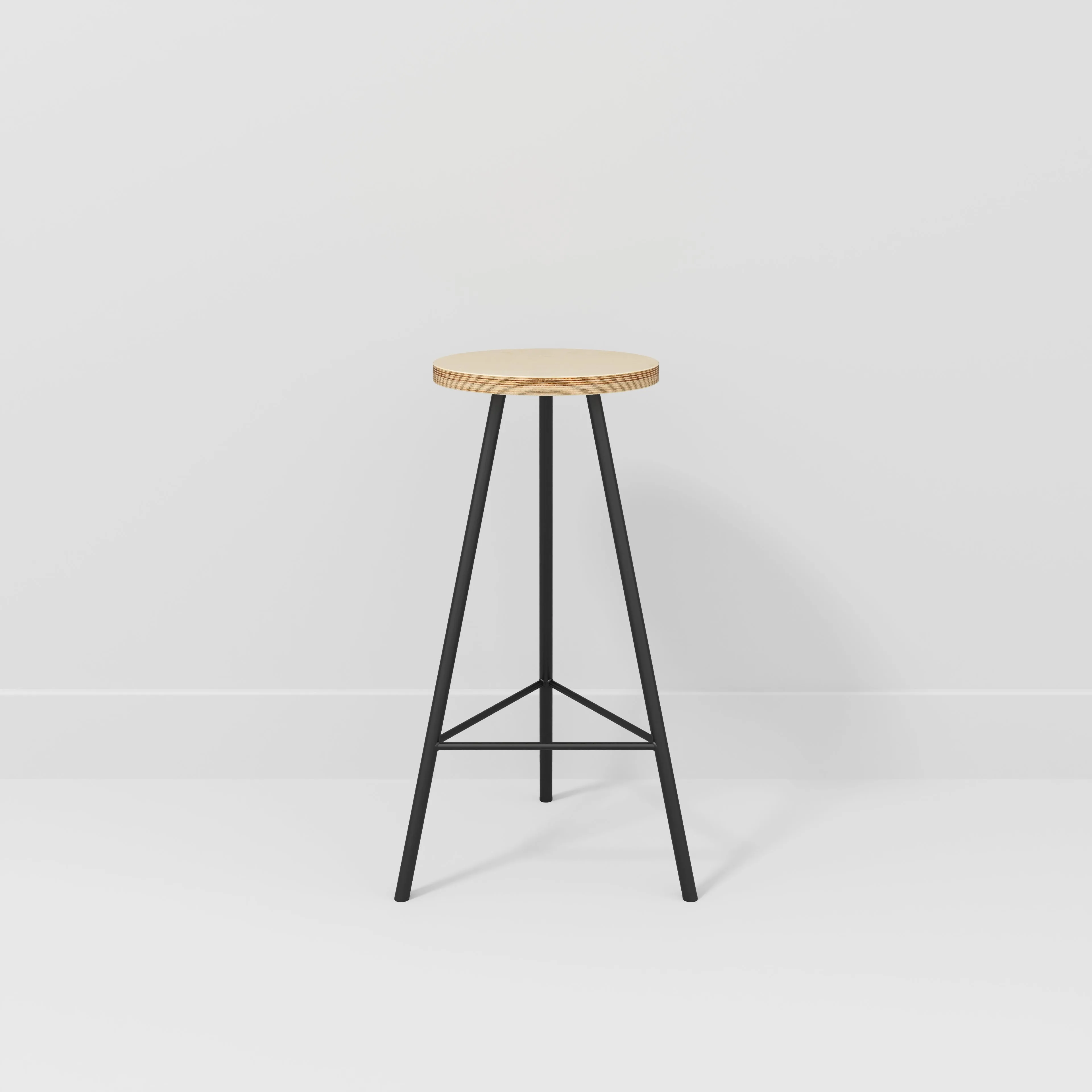 Plywood Bar Stool with Black Nord Base - Plywood Birch