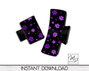 Purple Dog Paws Hair Clip PNG Sublimation Design, Digital Download