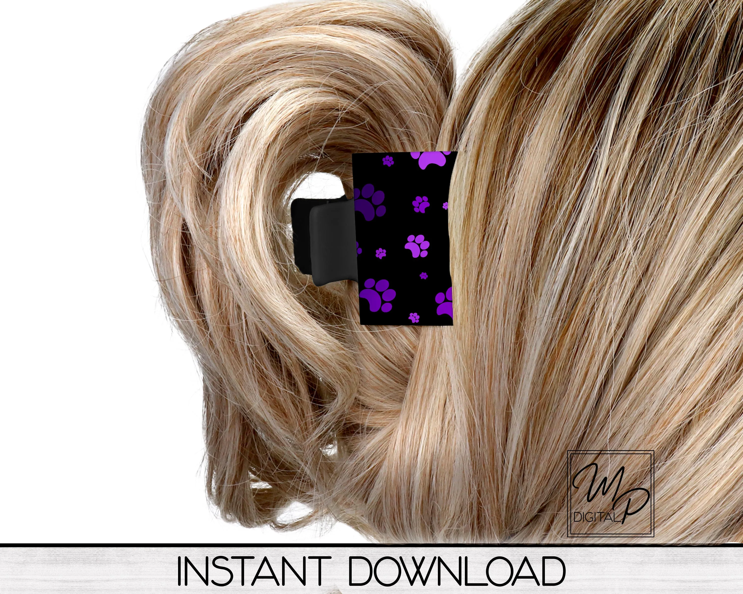 Purple Dog Paws Hair Clip PNG Sublimation Design, Digital Download