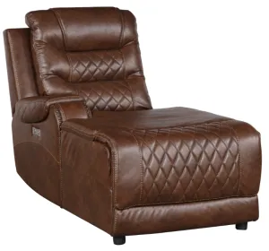 Putnam Power Left Side Reclining Chaise with USB Port in Brown 9405BR-LCPW