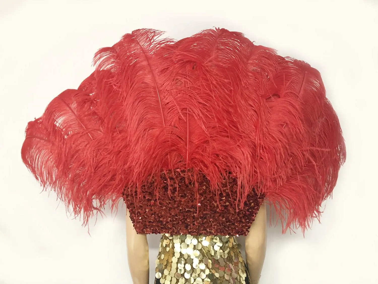 Red Open Majestic Style Ostrich Feather backpiece