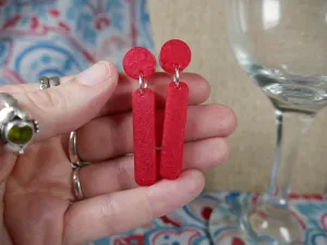 Resin Red and Copper Colored Earrings