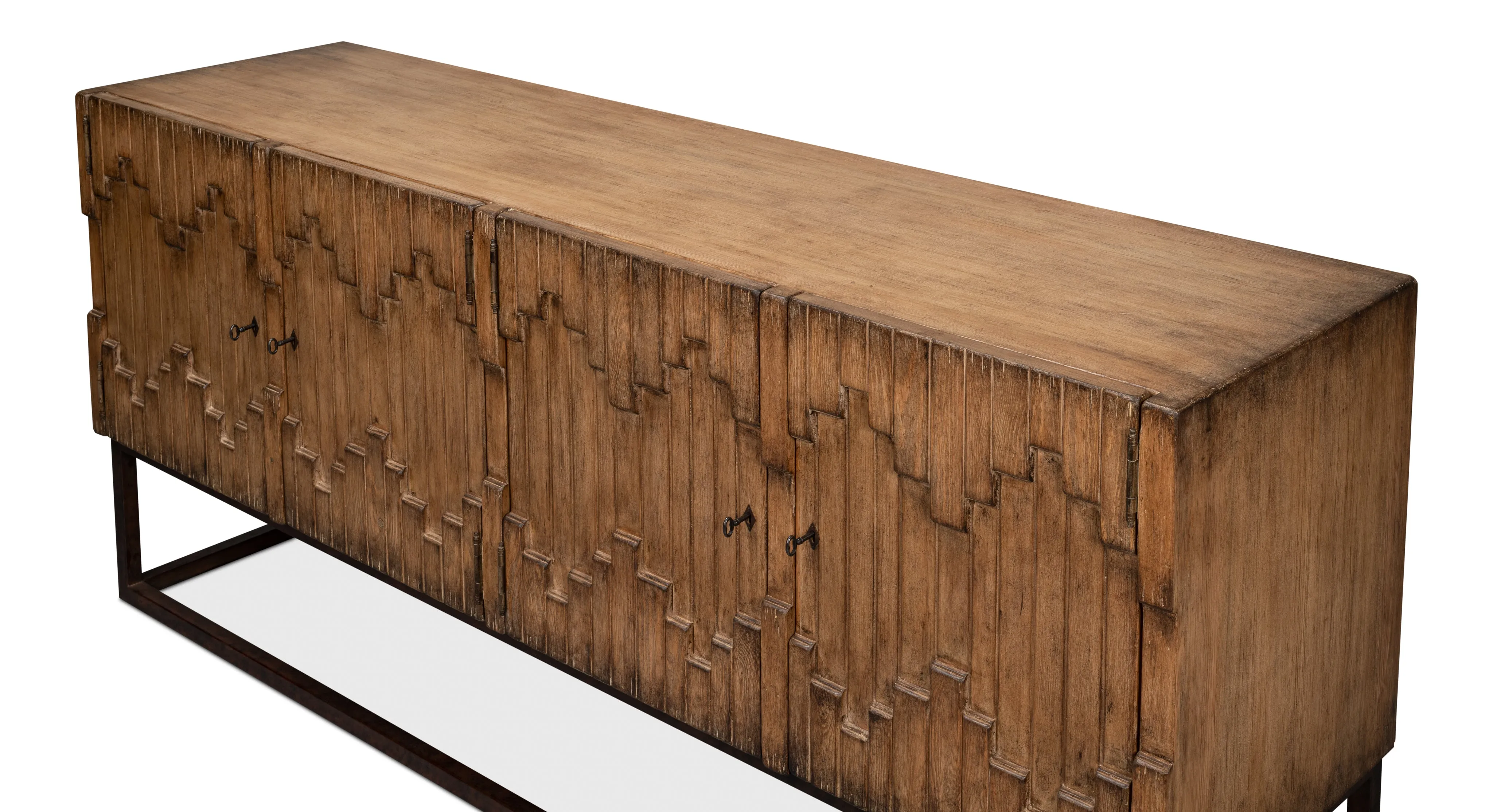 Sarreid - Aztec Sideboard On Stand  Brown - Brown - Eclectic