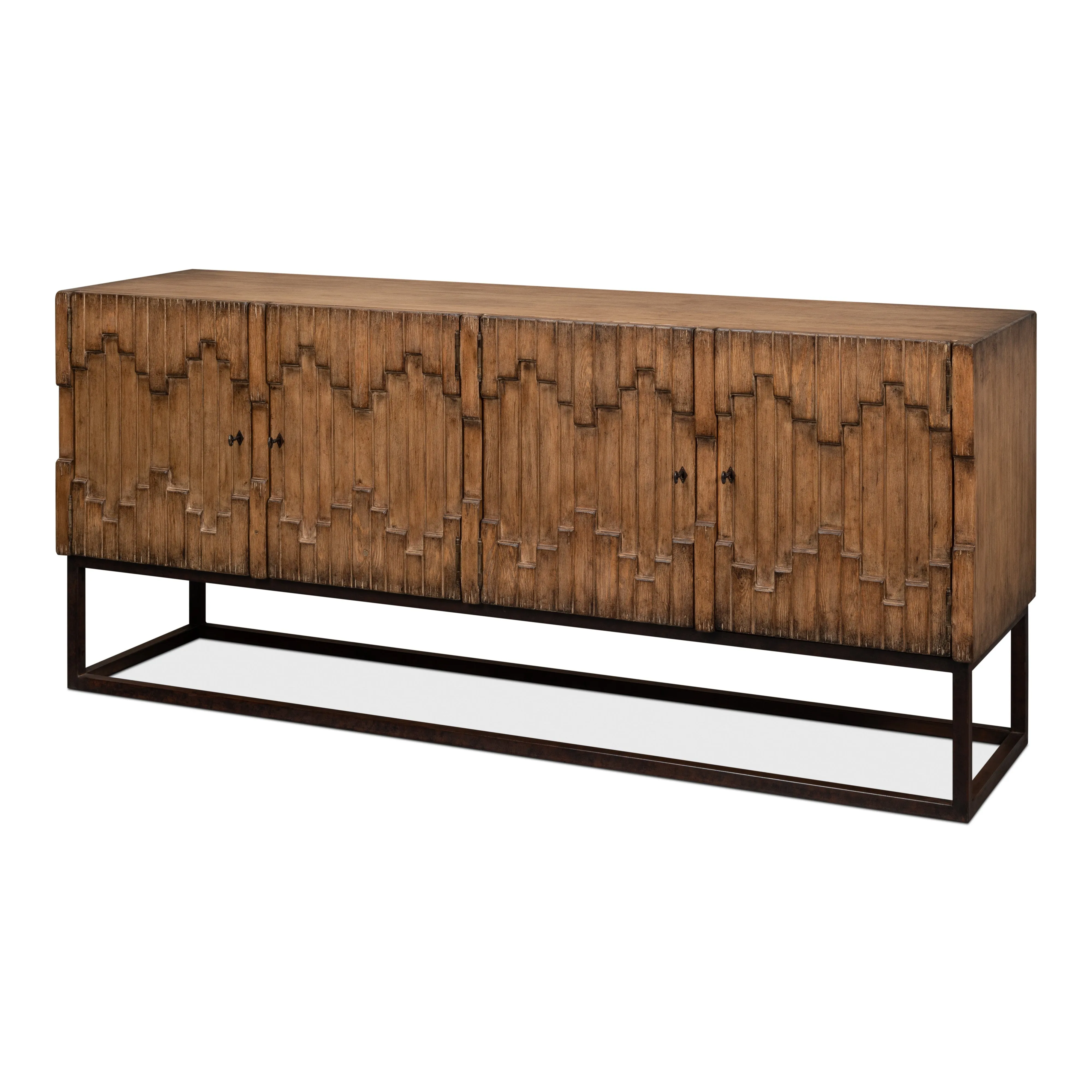 Sarreid - Aztec Sideboard On Stand  Brown - Brown - Eclectic