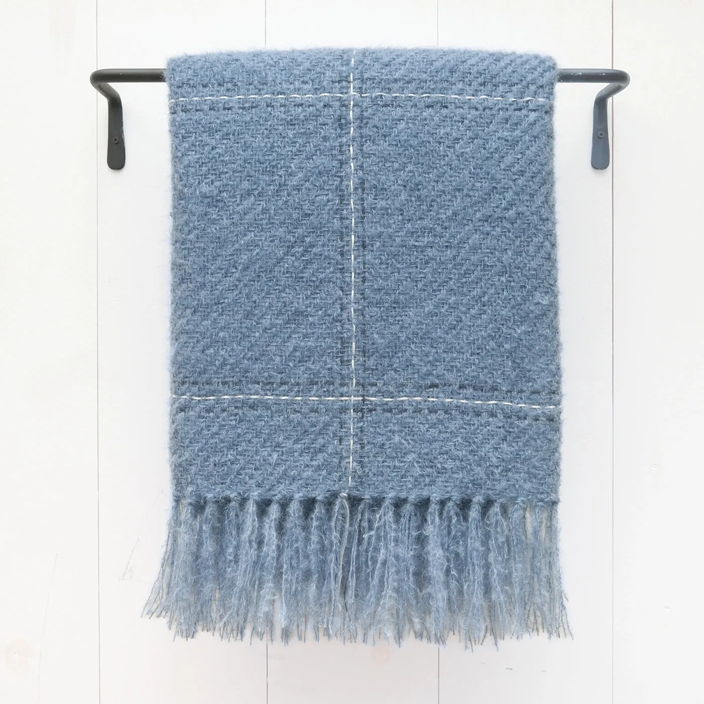 Shadow Blue Handwoven Mohair Throw