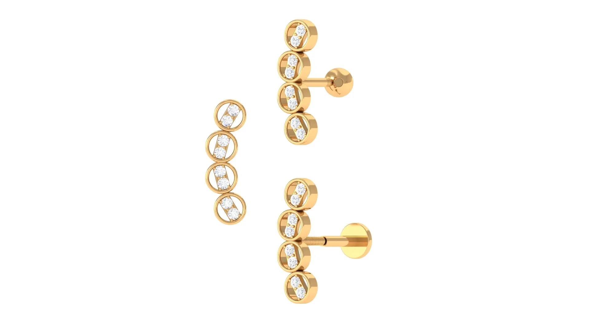 Simple Moissanite Gold Curved Helix Earring