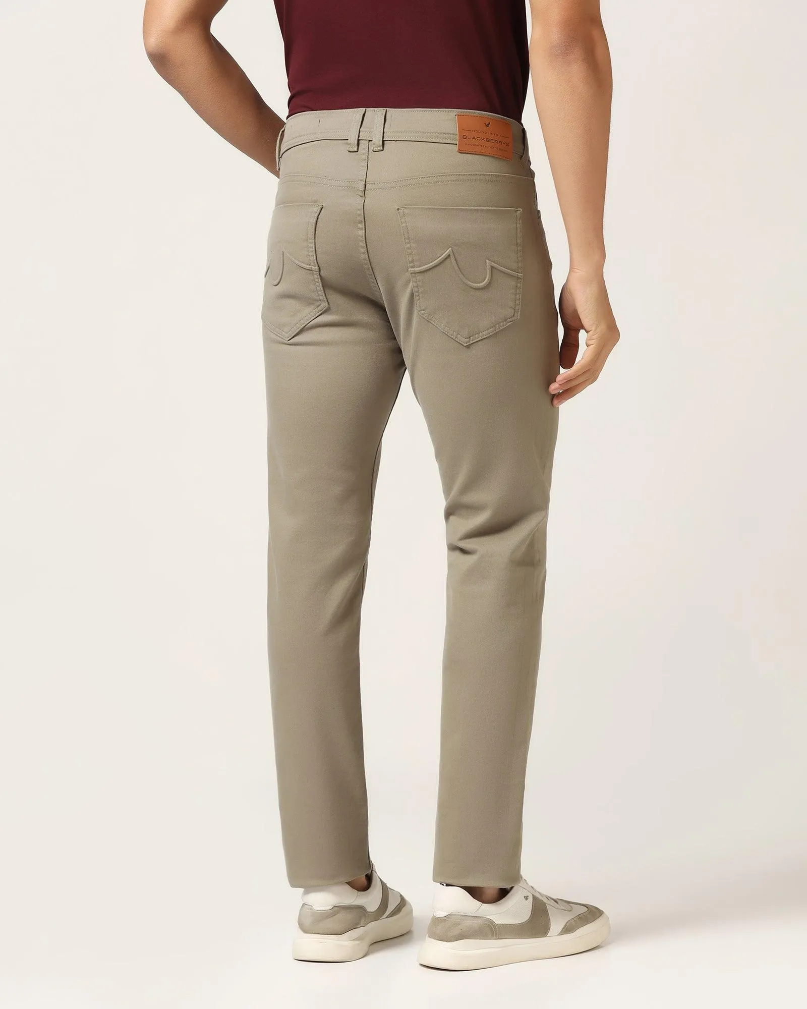 Slim Yonk Fit Light Olive Textured Jeans - Rene