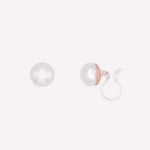 SMALL PEARL STUD CLIP-ON EARRINGS IN ROSE GOLD