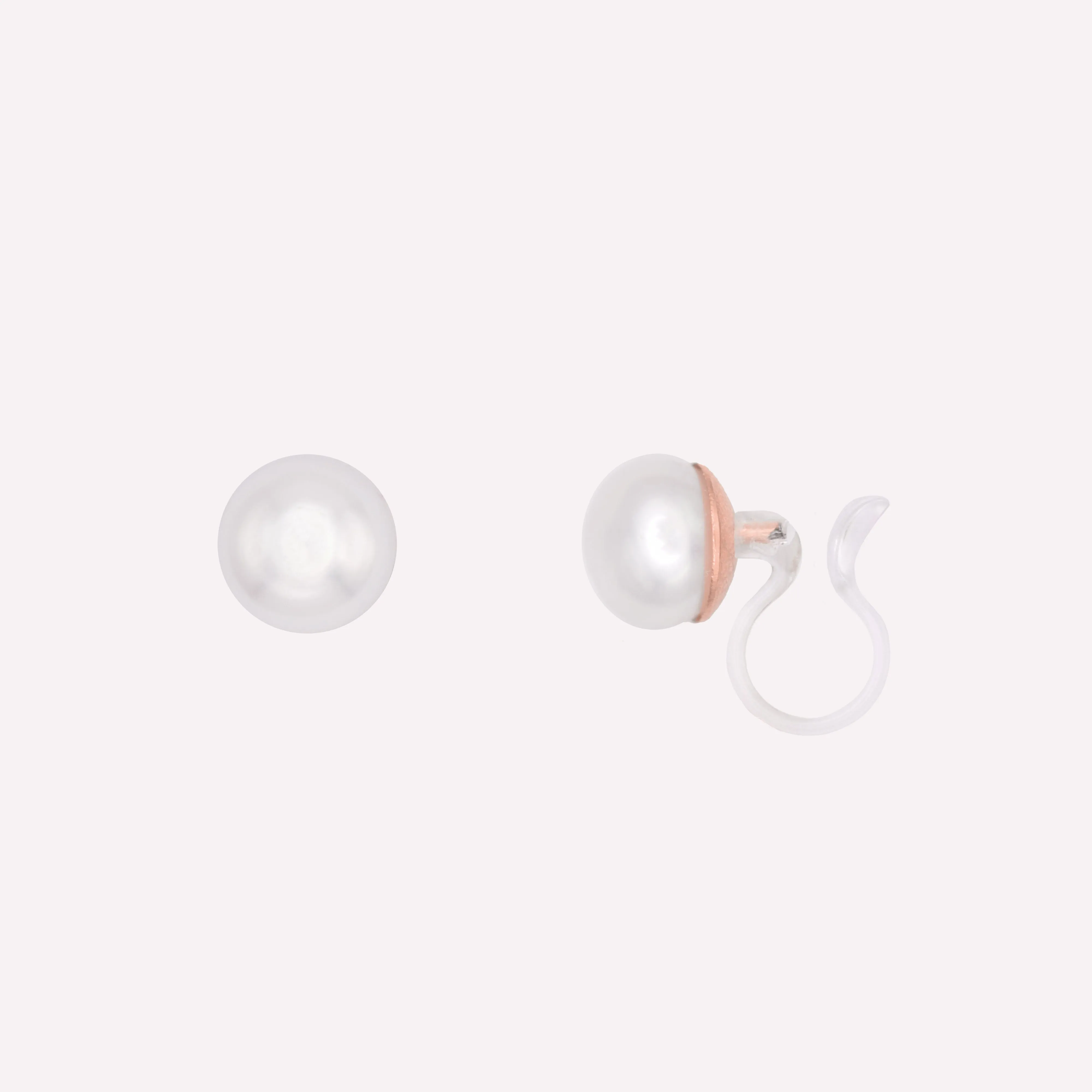 SMALL PEARL STUD CLIP-ON EARRINGS IN ROSE GOLD