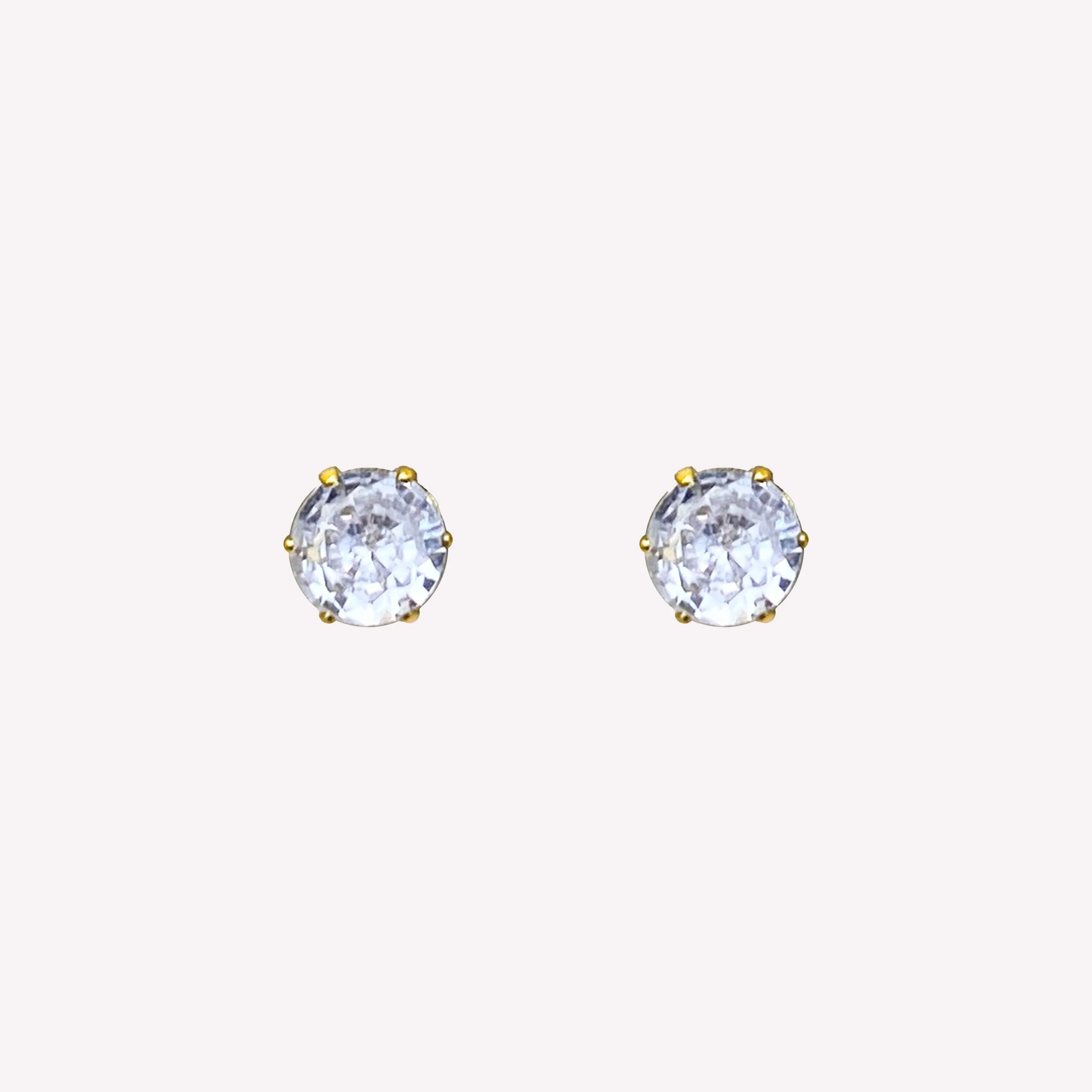 SMALL RHINESTONE STUD CLIP-ON EARRINGS IN GOLD