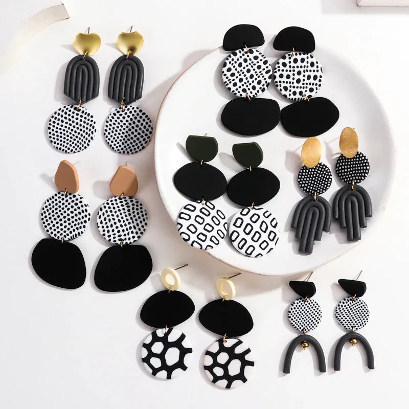 Sophisticated Polka Dots Black and White Statement Earring Collection