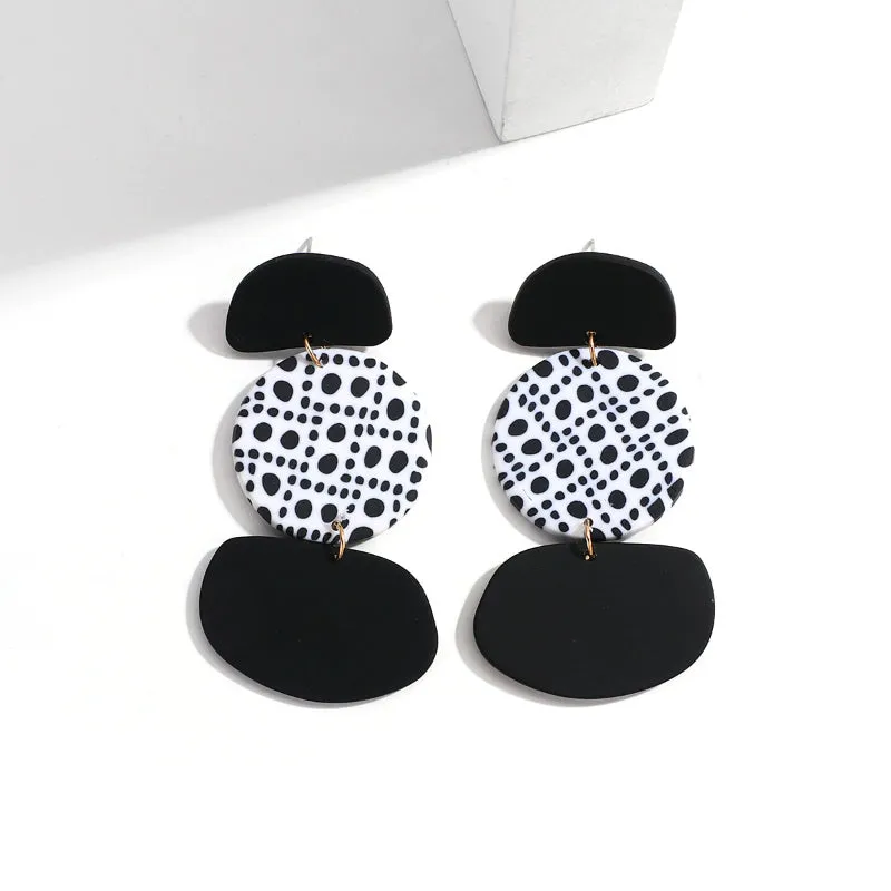 Sophisticated Polka Dots Black and White Statement Earring Collection