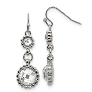 Stainless Steel Glass Hook Dangle Earrings