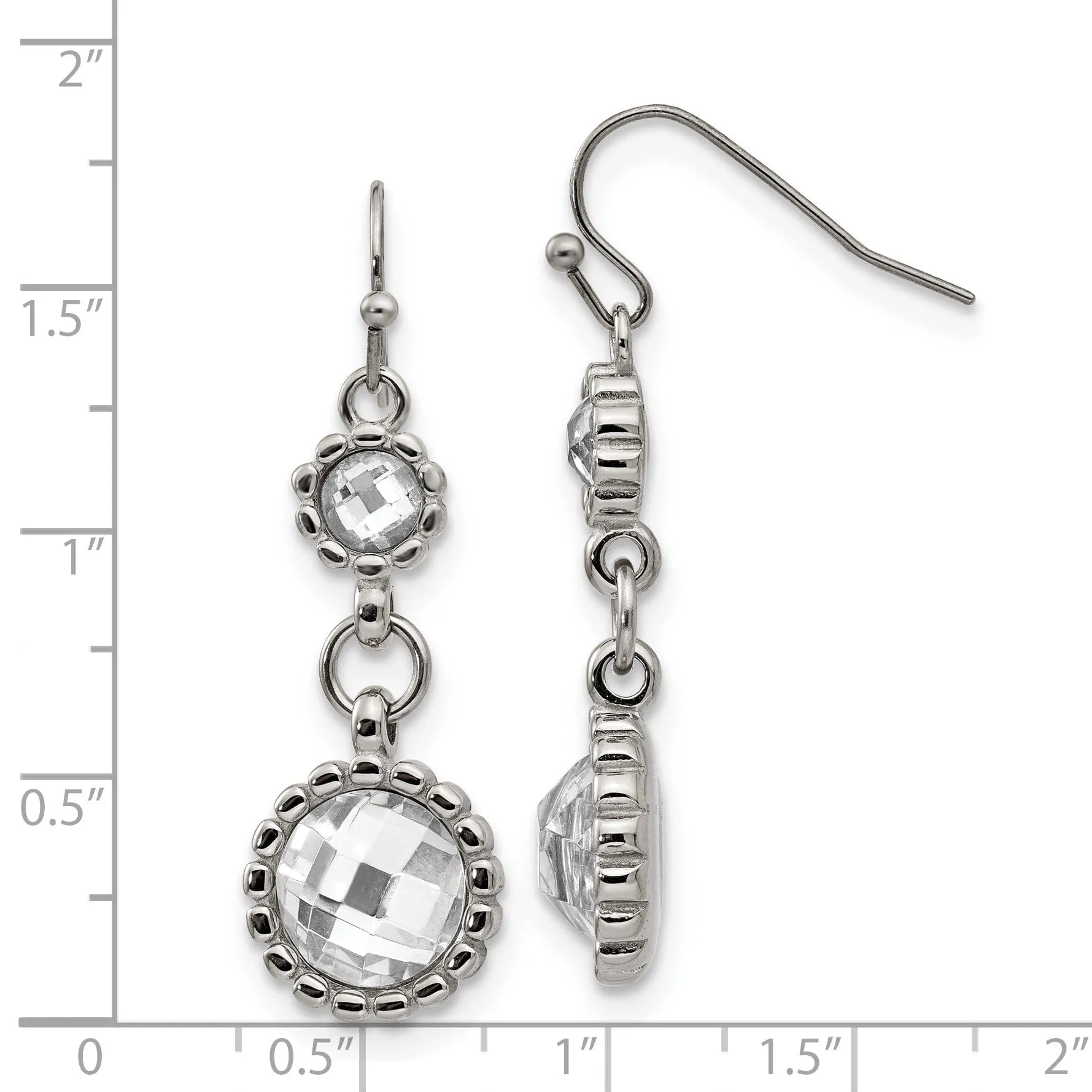 Stainless Steel Glass Hook Dangle Earrings