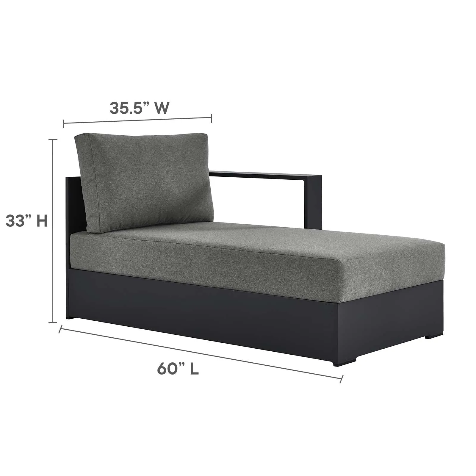 Tahoe Outdoor Patio Powder-Coated Aluminum 3-Piece Right-Facing Chaise Sectional Sofa Set