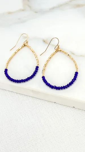 Teardrop Beaded Earrings - Blue