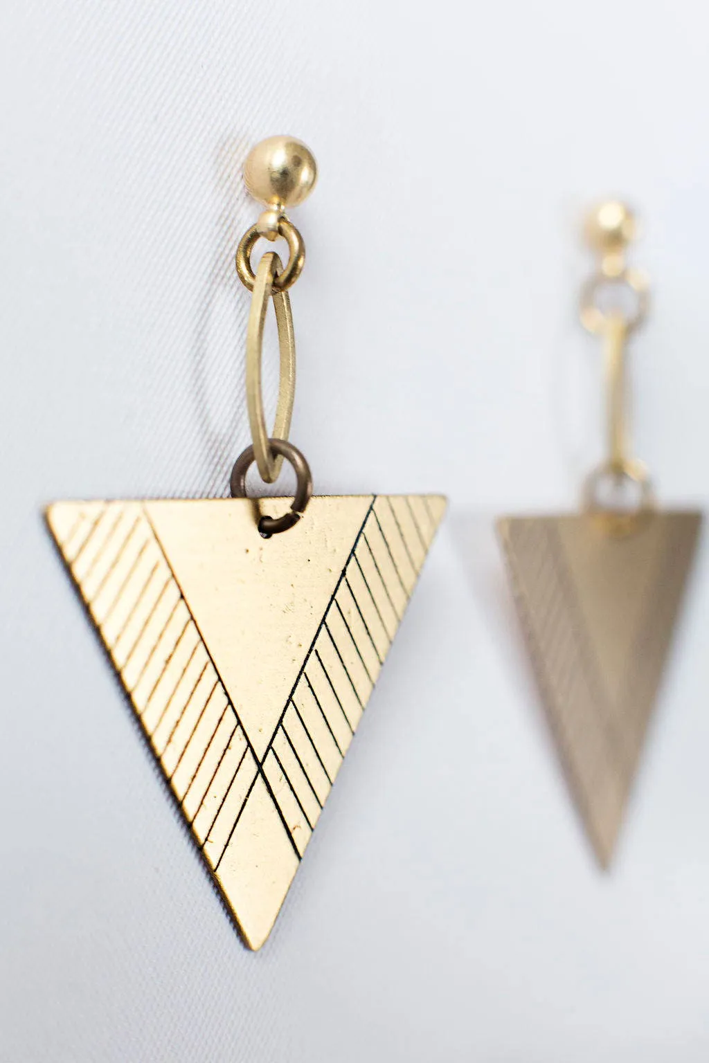 Triangle Earring - Brass Earring - Dangle Earrings - Drop Earring - Geometric Earrings - Earrings For Women - Minimal Earring - Nickel Free