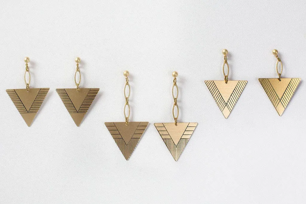 Triangle Earring - Brass Earring - Dangle Earrings - Drop Earring - Geometric Earrings - Earrings For Women - Minimal Earring - Nickel Free