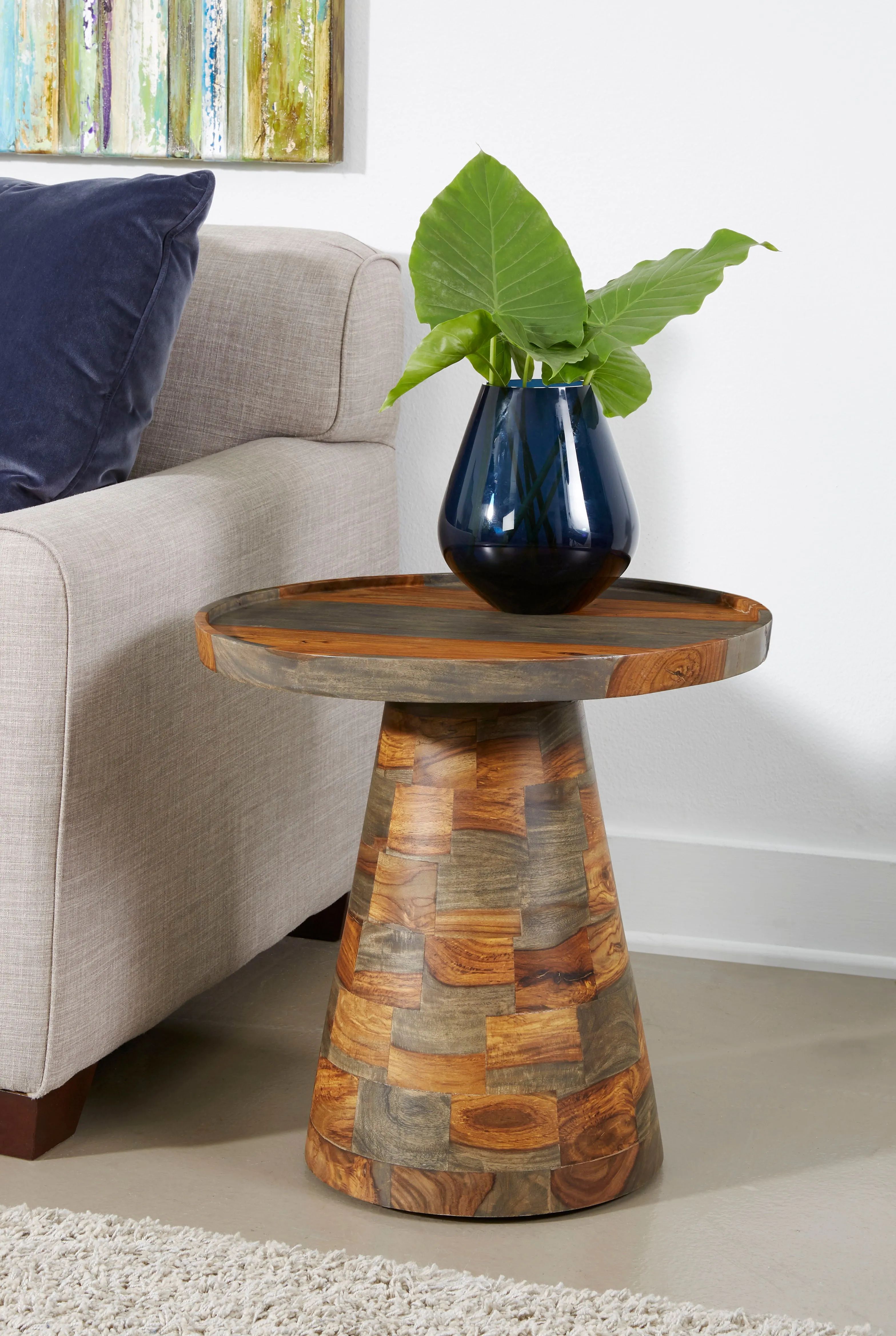 Tucson - Solid Wood Table With Tray Style Top And Tapered Pedestal Base