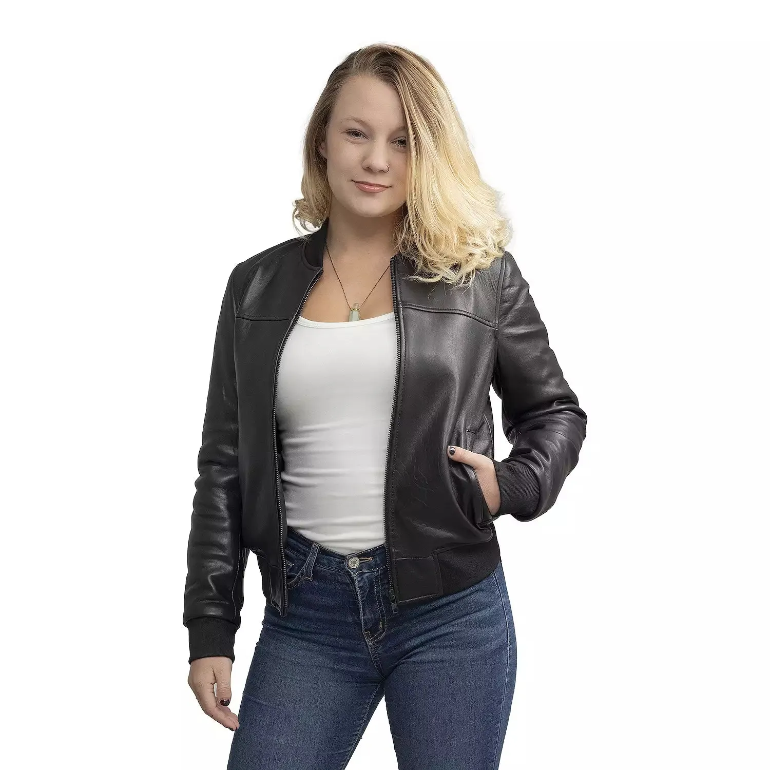 Women’s Whet Blu Dani Leather Bomber Jacket – Dynamic Comfort and Modern Edge