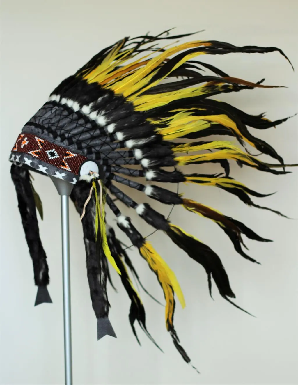 X42 Yellow  and black Feather Headdress..