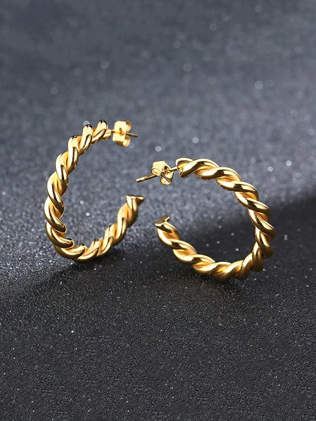 Yellow Chimes Earrings for Women and Girls Golden Hoops Earrings | Gold Plated Twisted Spiral Layered Hoop Earrings for Women | Birthday Gift for girls and women Anniversary Gift for Wife