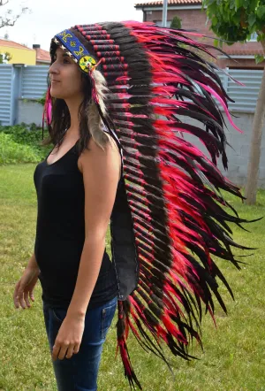 Z15 . Extra Large Red Feather Headdress.